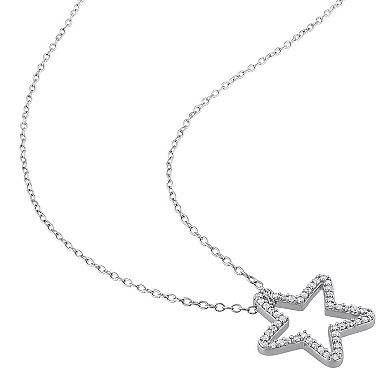 Stella Grace Sterling Silver 1/5 Carat T.W. Diamond Star Pendant Necklace