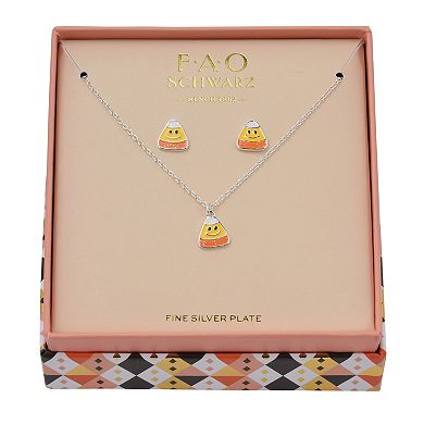 FAO Schwarz Kids' Enamel Candy Corn Halloween Necklace & Earring Set