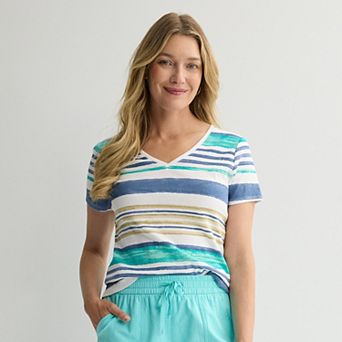 Petite Croft & Barrow® Essential V-Neck Tee