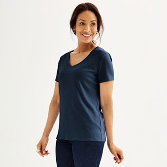 Petite Croft & Barrow® Essential V-Neck Tee