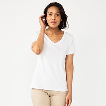 Petite Croft & Barrow® Essential V-Neck Tee