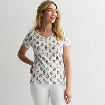Petite Croft & Barrow® Essential V-Neck Tee