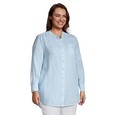 Plus Size Lands' End Linen A-Line Tunic Shirt
