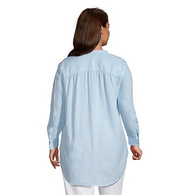 Plus Size Lands' End Linen A-Line Tunic Shirt