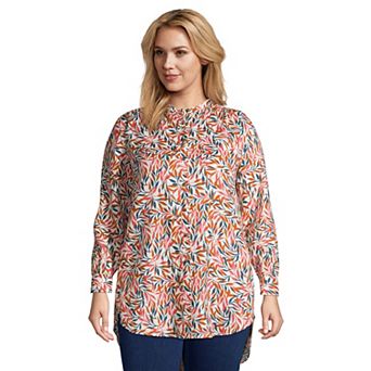 Plus Size Lands' End Linen A-Line Tunic Shirt