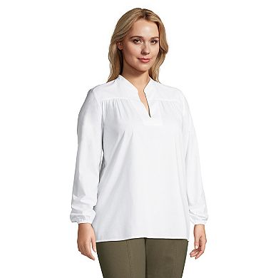 Plus Size Lands' End Poplin Popover Top