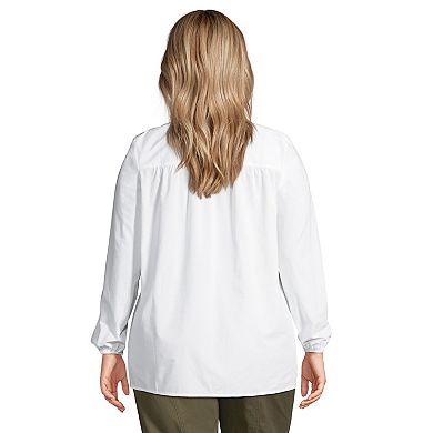 Plus Size Lands' End Poplin Popover Top