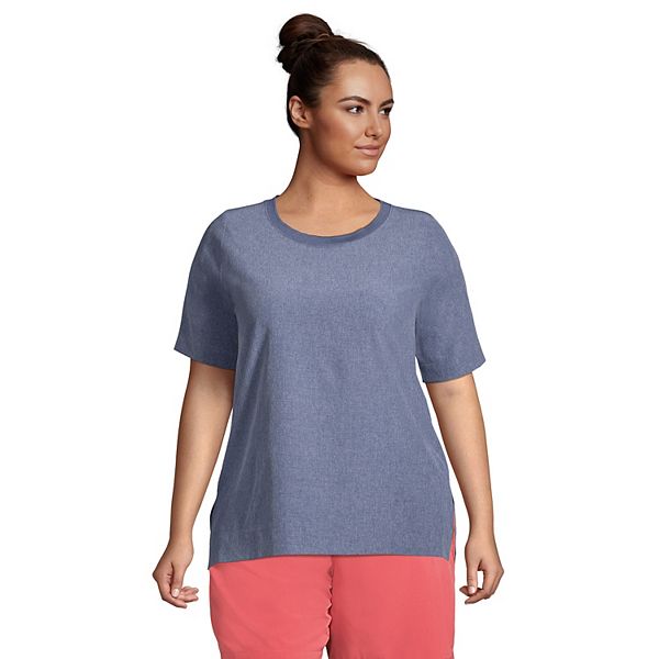 Plus Size Lands' End Elbow Sleeve Commuter Tee