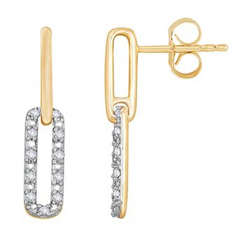 Diamond Medley 10k Gold 1/10 Carat T.W. Diamond Double Paperclip Drop Earrings