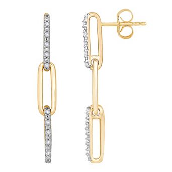 Diamond Medley 10k Gold 1/10 Carat T.W. Diamond Triple Paperclip Drop Earrings