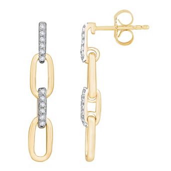 Diamond Medley 10k Gold 1/10 Carat T.W. Diamond Quadruple Paperclip Drop Earrings