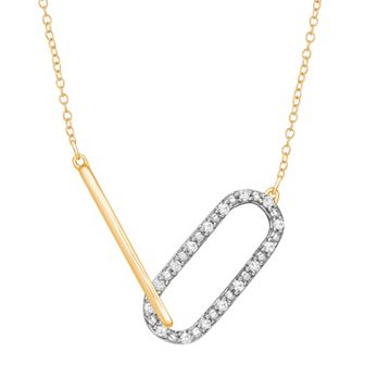 10k Gold 1/10 Carat T.W. Diamond Paper Clip Necklace