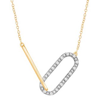 Diamond Medley 10k Gold 1/10 Carat T.W. Diamond Paper Clip Necklace