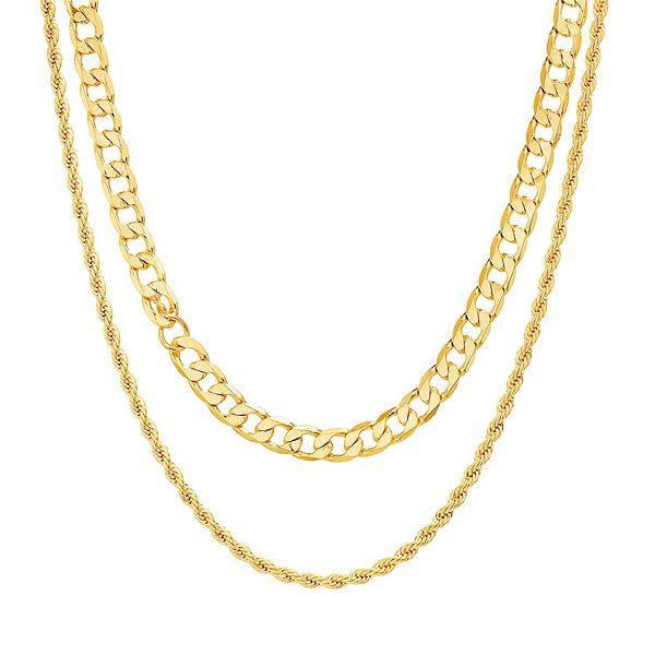 Paige Harper 14k Gold Plated Layered Curb & Rope Chain Necklace