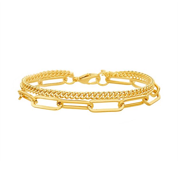 Paper Clip Link Chain Bracelet 14K Gold