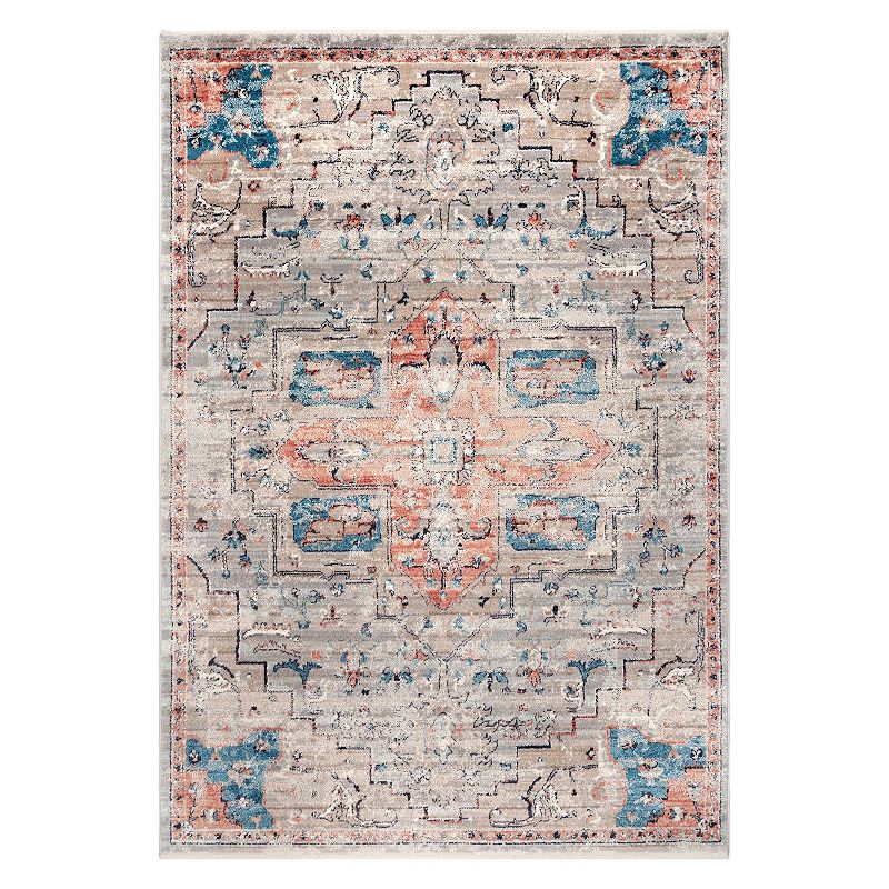 nuLOOM Janessa Croix Medallion Area Rug, Beig/Green, 8Ft Rnd