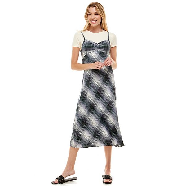 Juniors' Lily Rose Midi Slip Dress with Tee