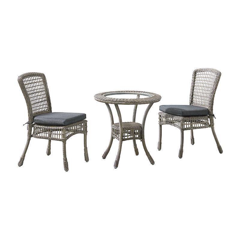 Alaterre Furniture All-Weather Wicker Dining Chair & Table 3-piece Set, Gre