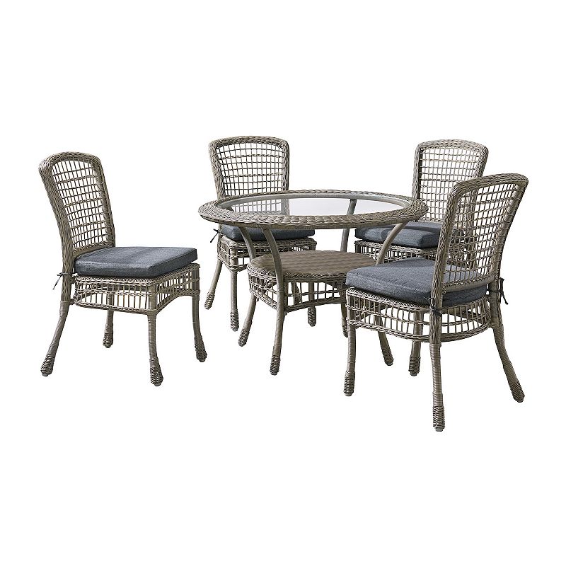 Alaterre Furniture All-Weather Wicker Dining Chair & Table 5-piece Set, Gre
