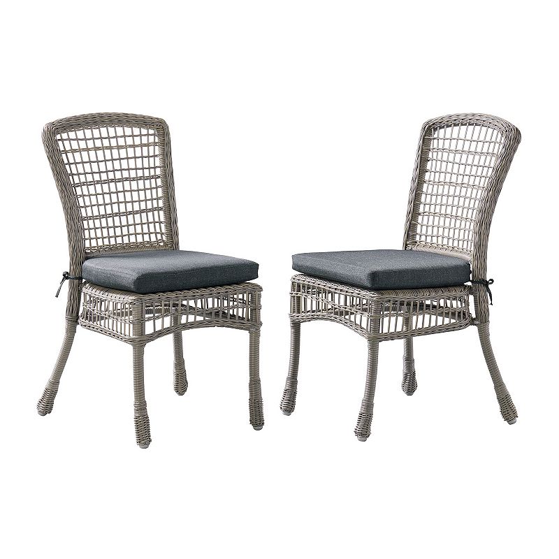 Alaterre Furniture All-Weather Wicker Dining Chair 2-piece Set, Grey