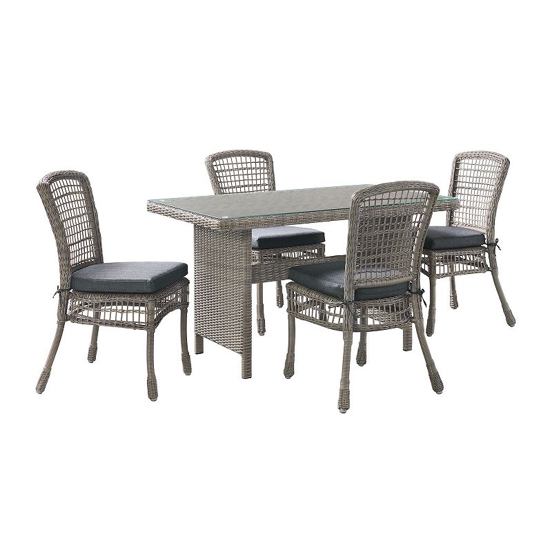 Alaterre Furniture All-Weather Wicker Dining Table & Chair 5-piece Set, Gre