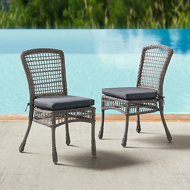 Alaterre Furniture All-Weather Wicker Dining Table & Chair 3-piece Set