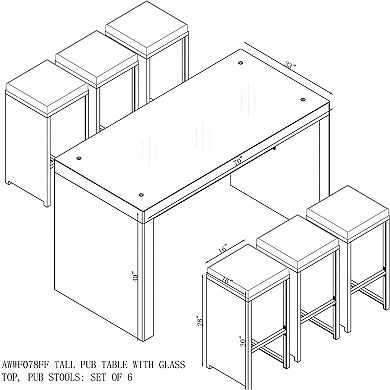 Alaterre Furniture All-Weather Wicker Dining Bar Table 7-piece Set