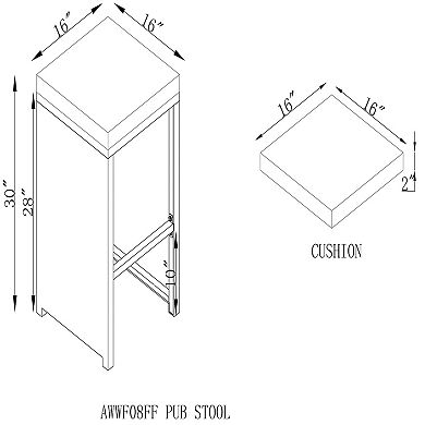 Alaterre Furniture All-Weather Wicker Bar Stool 6-piece Set