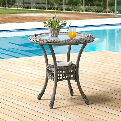 Alaterre Furniture Carolina All-Weather Wicker Dining Table