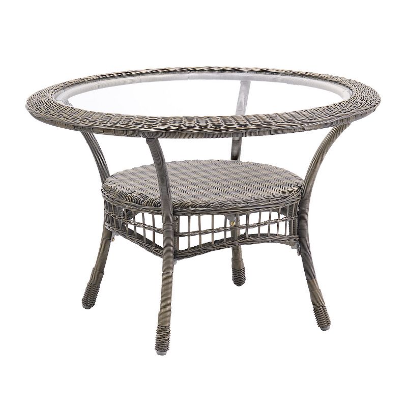 Alaterre Furniture Carolina Outdoor Wicker Dining Table, Grey