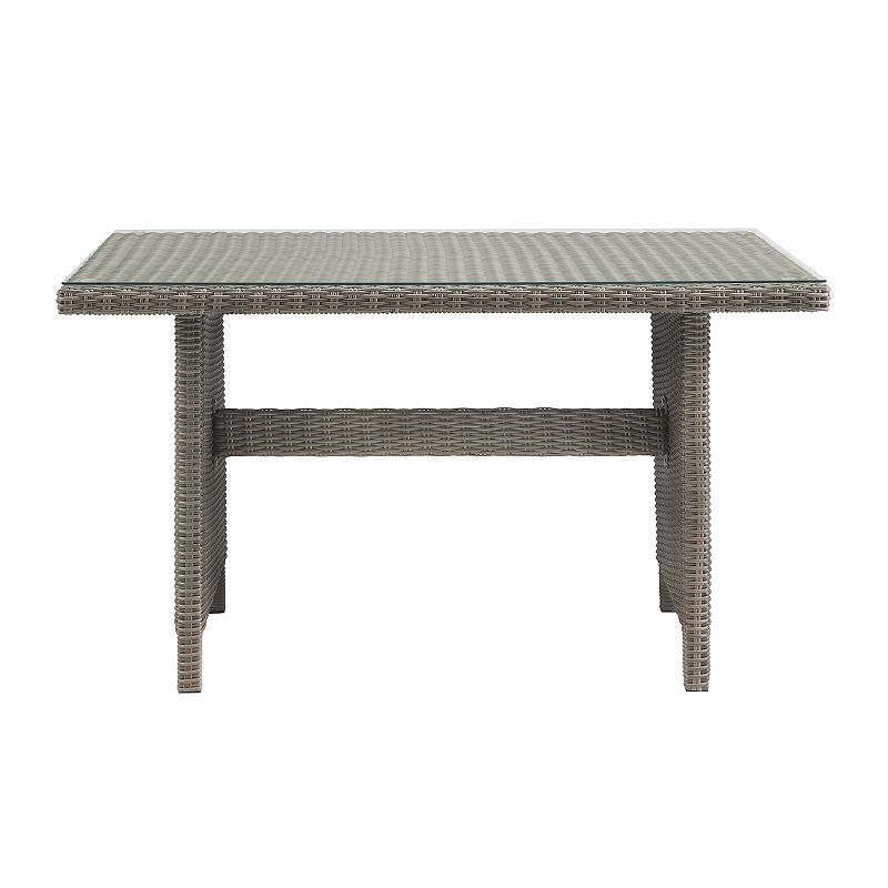 Alaterre Furniture All-Weather Wicker Rectangular Dining Table, Grey