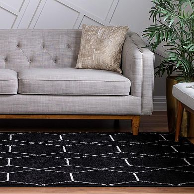 Unique Loom Geometric Trellis Frieze Rug