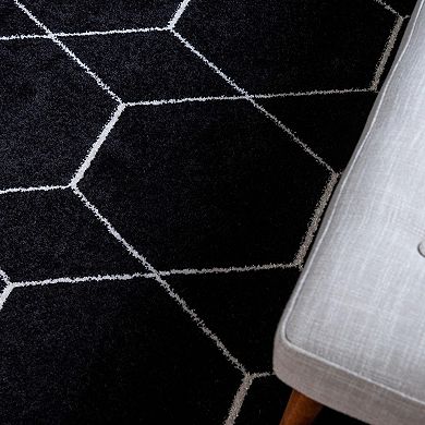 Unique Loom Geometric Trellis Frieze Rug