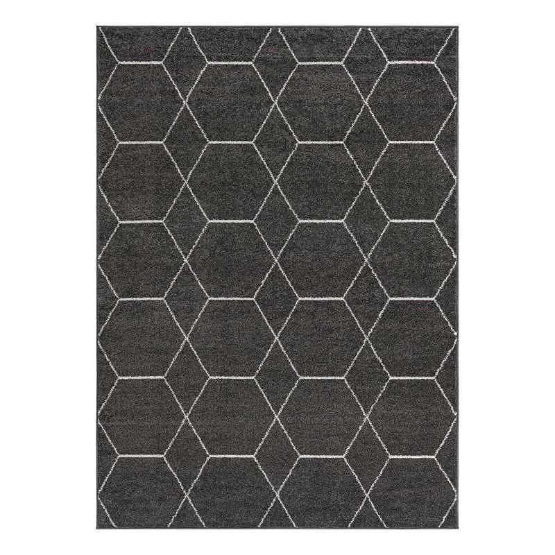 Unique Loom Geometric Trellis Frieze Rug, Grey, 7Ft Sq