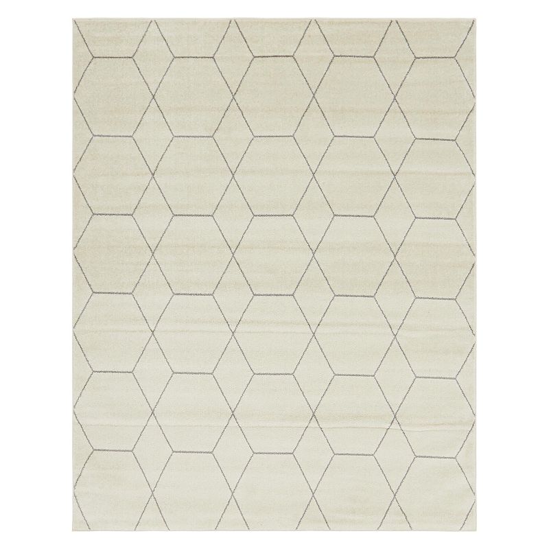 Unique Loom Geometric Trellis Frieze Rug, White, 10X13 Ft