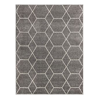 Unique Loom Geometric Trellis Frieze Rug