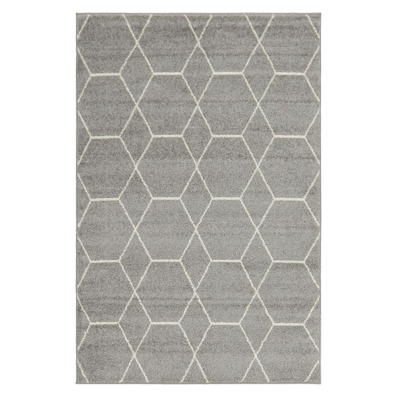 Unique Loom Geometric Trellis Frieze Rug, Grey, 8Ft Rnd