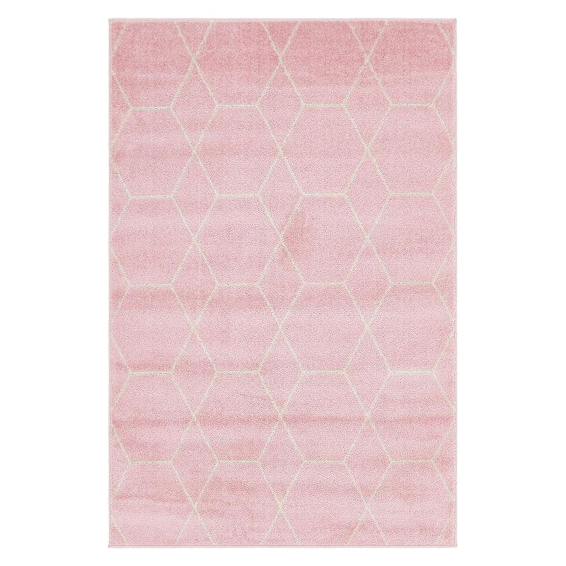 Unique Loom Geometric Trellis Frieze Rug, Light Pink, 10X14 Ft