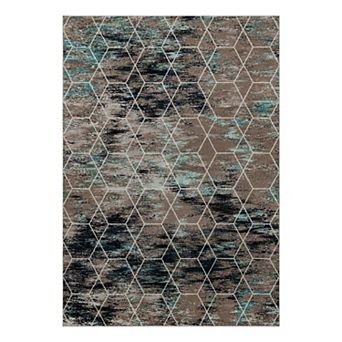Unique Loom Geometric Trellis Frieze Rug