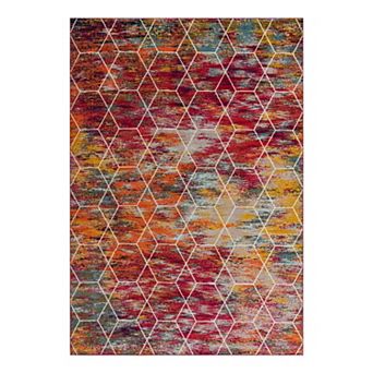 Unique Loom Geometric Trellis Frieze Rug