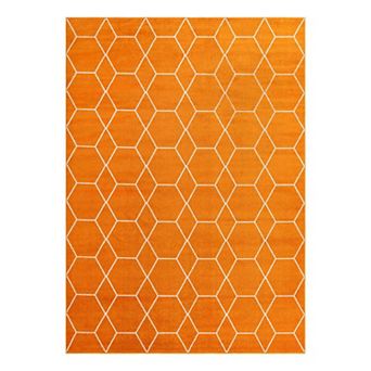 Unique Loom Geometric Trellis Frieze Rug