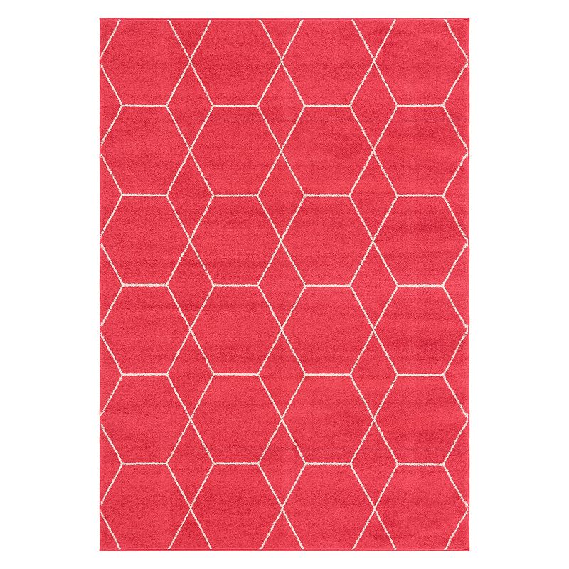 Unique Loom Geometric Trellis Frieze Rug, Pink, 8X10 Ft