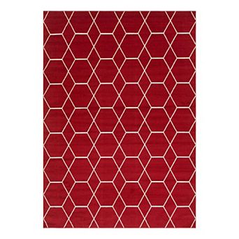 Unique Loom Geometric Trellis Frieze Rug