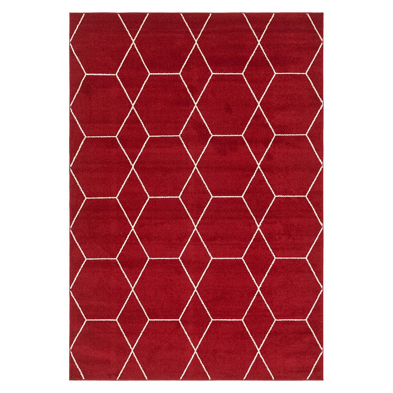 Unique Loom Geometric Trellis Frieze Rug, Red, 8X10 Ft