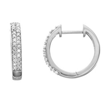 Diamond Brilliance Sterling Silver 1/4 Carat T.W. Diamond Hoop Earrings