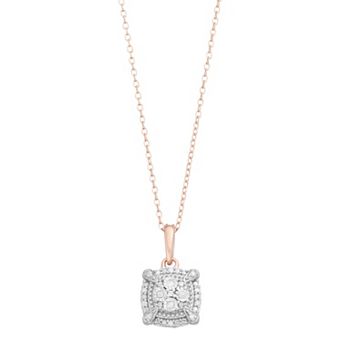 Sterling Silver 1/10 Carat T.W. Diamond Cushion Pendant Necklace
