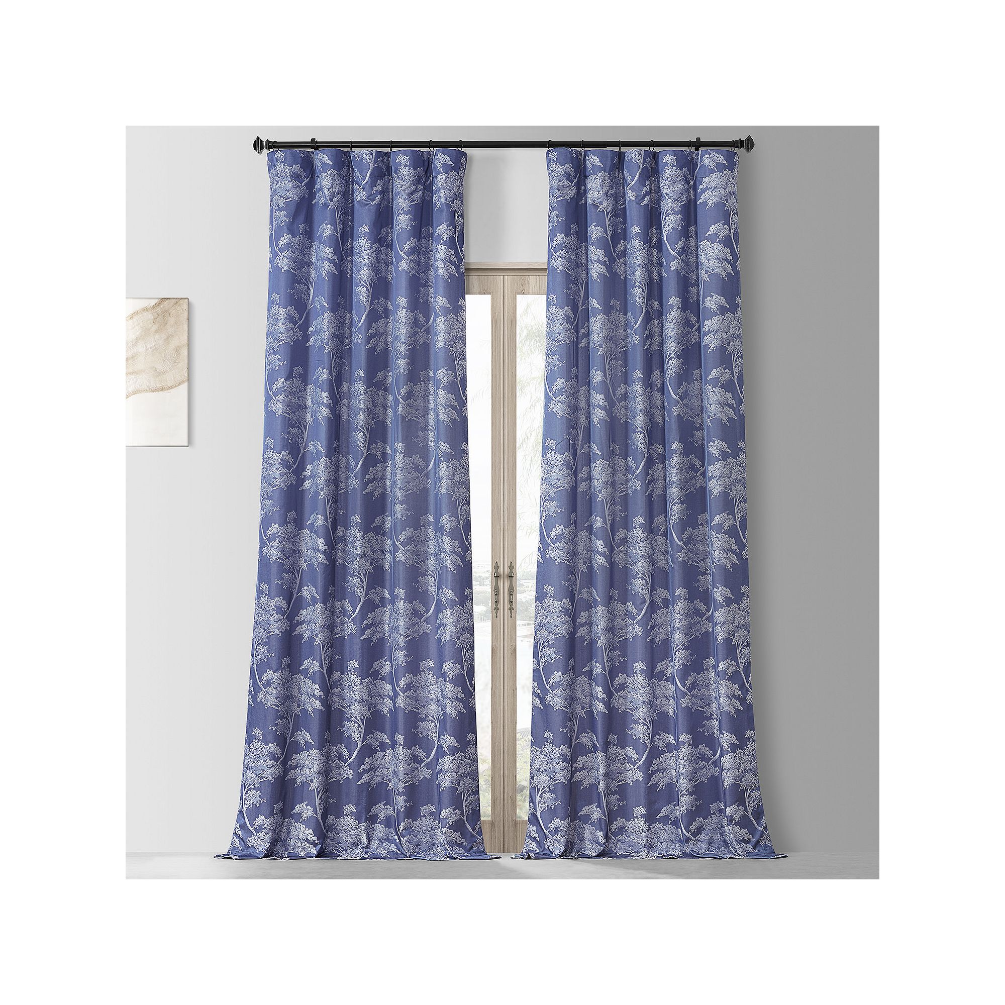 EFF Sequoia Faux Silk Jacquard Curtain, Sequoia Blue Blue