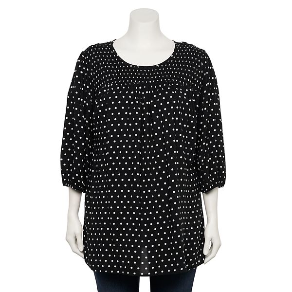 Plus Size Croft & Barrow® Three Quarter Sleeve Smocked Tunic