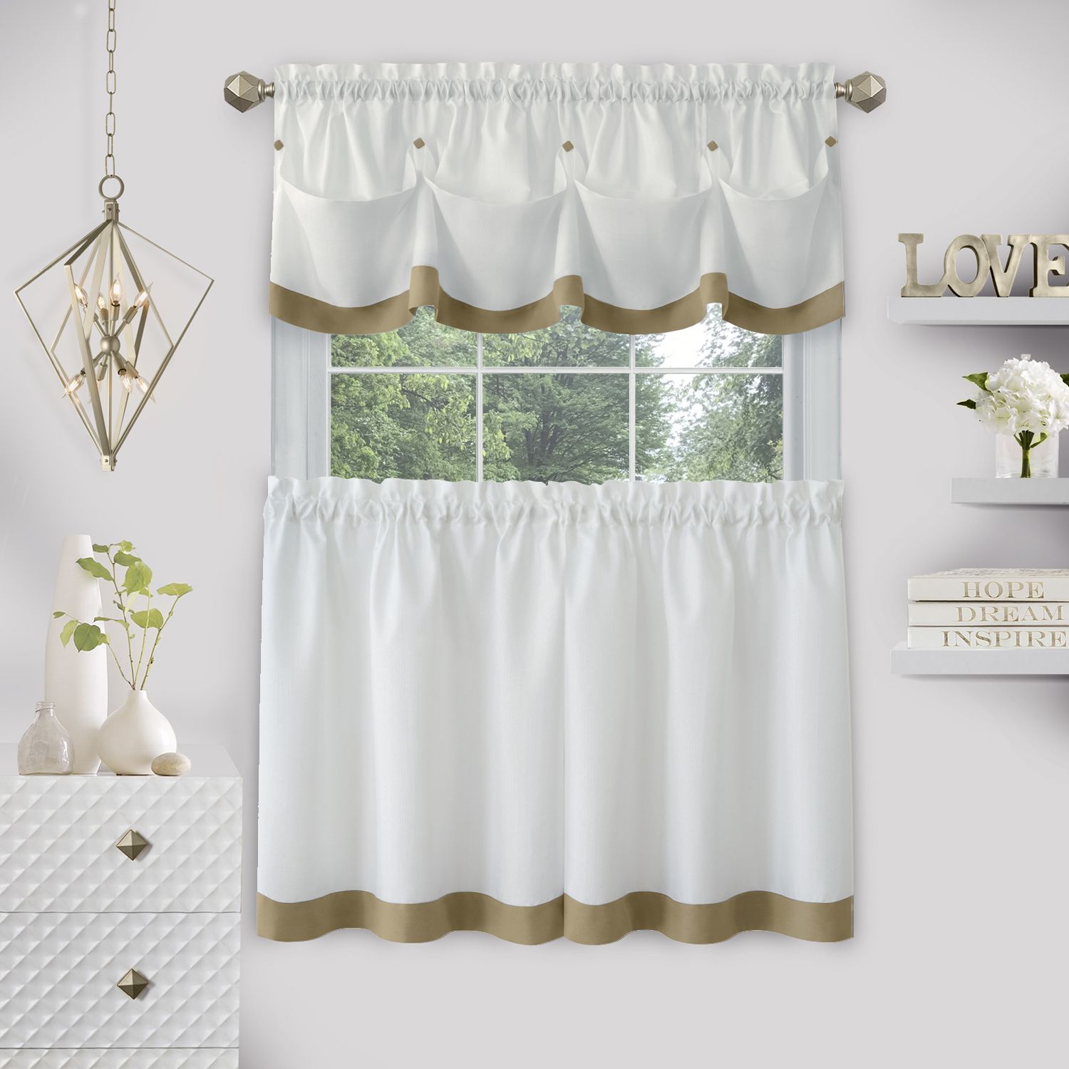 Live, Love, Laugh Window Curtain Tier Pair & Valance Set - 58 x 24 in