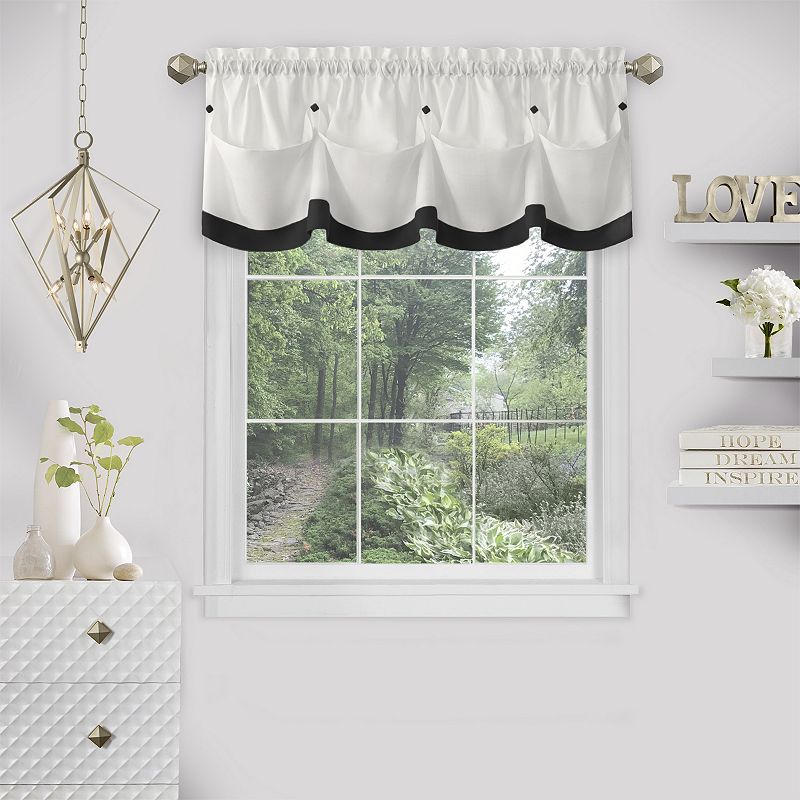 Achim Lana Window Curtain Valance, Black, 58X14
